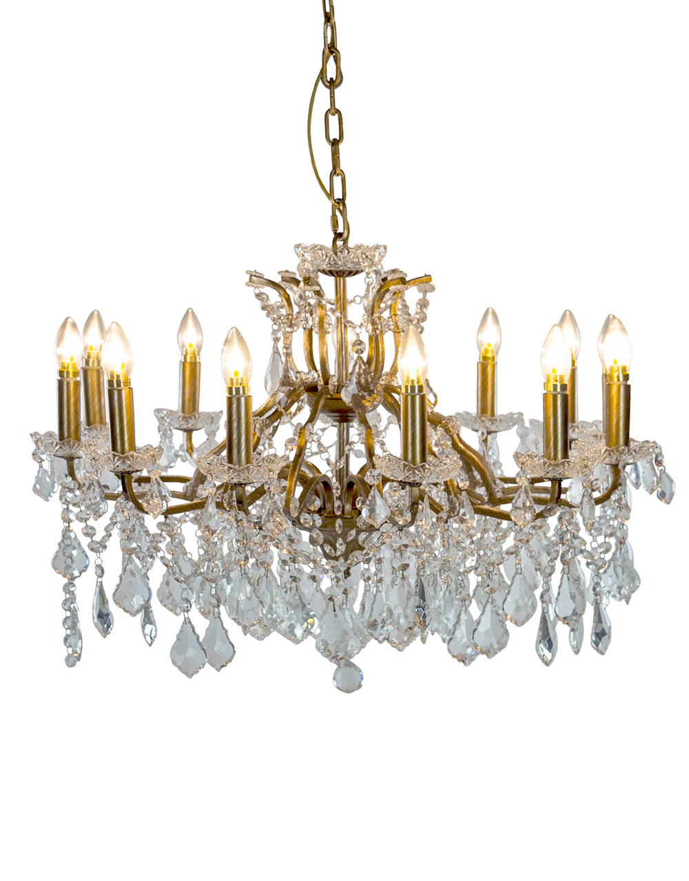 12 Branch Brushed Gold Shallow Chandelier