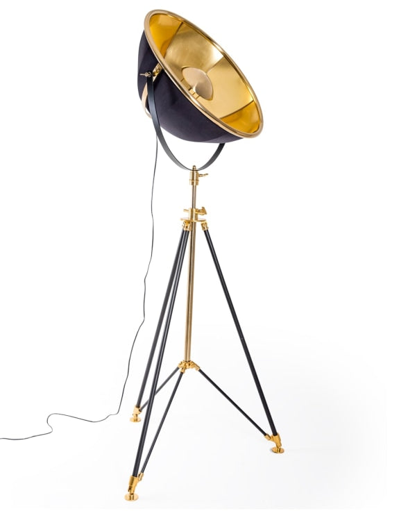 Black &amp; Brass Large Floor Lamp