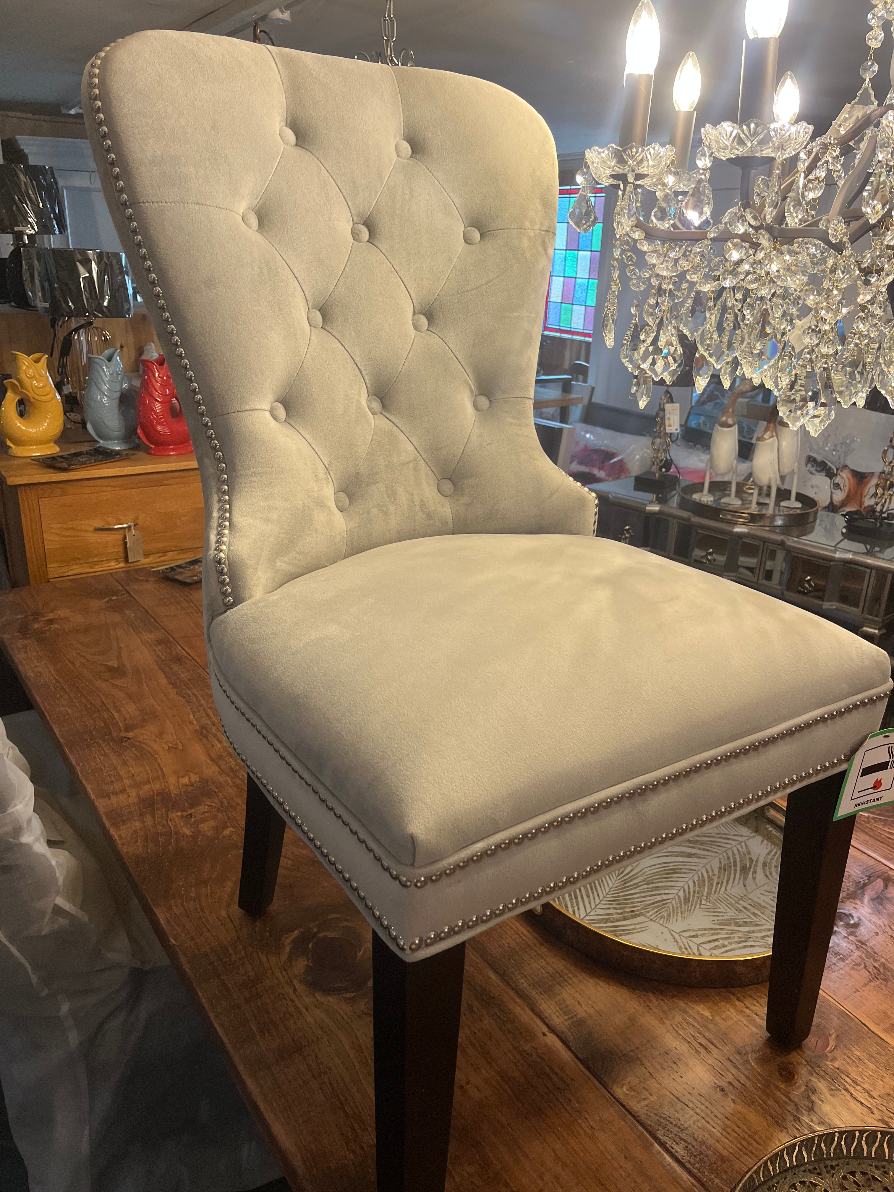 Button Back Velvet Dining Chair