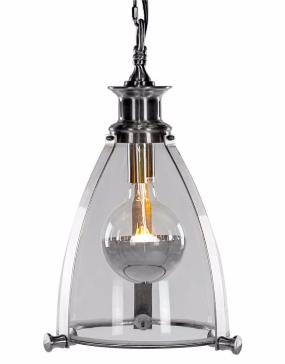 Chrome and Glass Lantern Ceiling Light