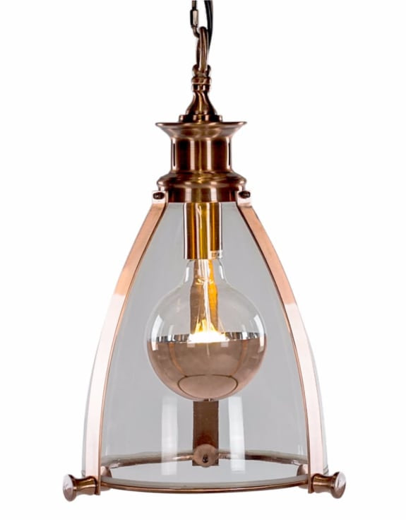 Copper &amp; Glass Lantern Ceiling Light