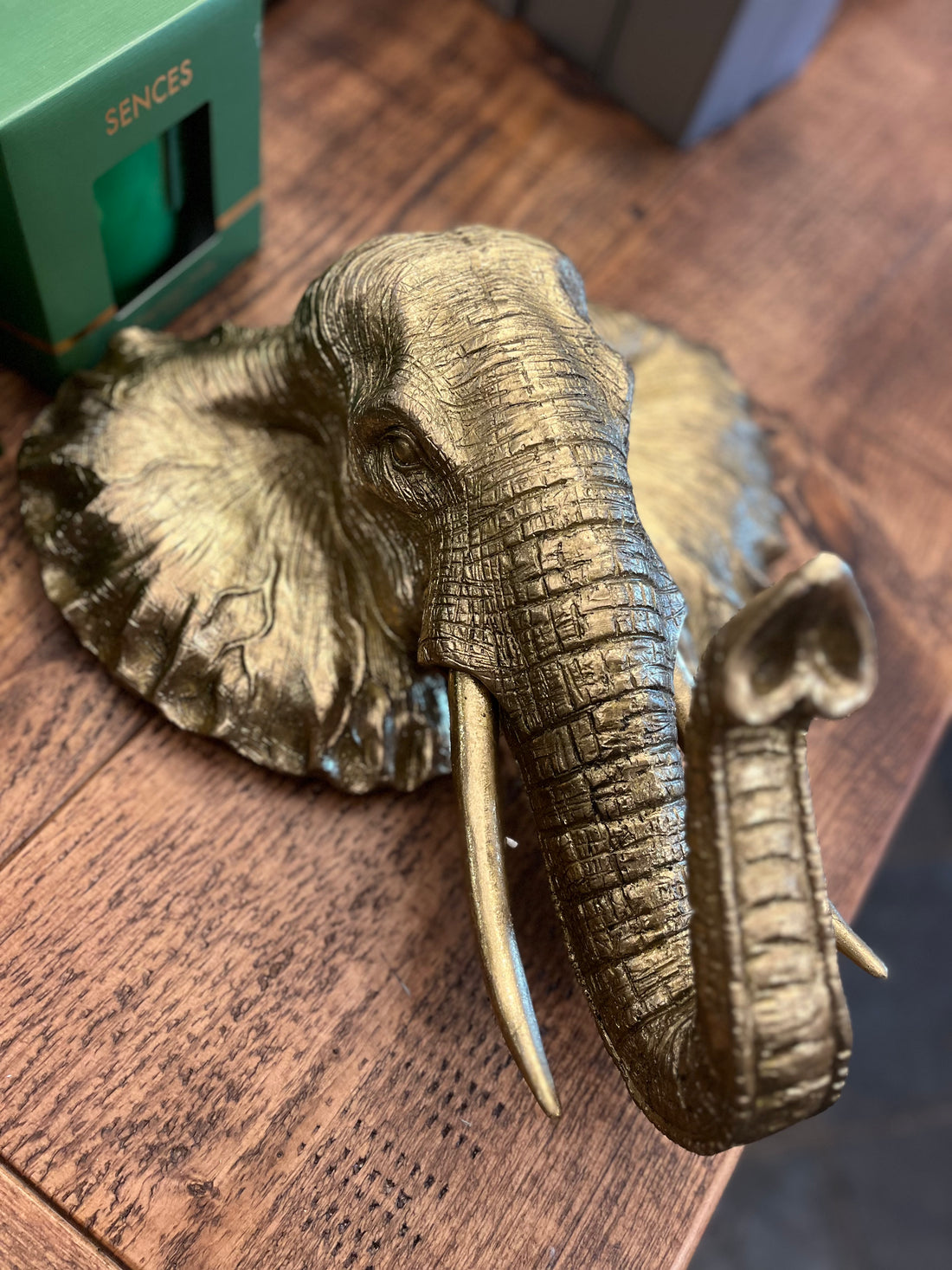 Golden Elephant Head Wall Mount