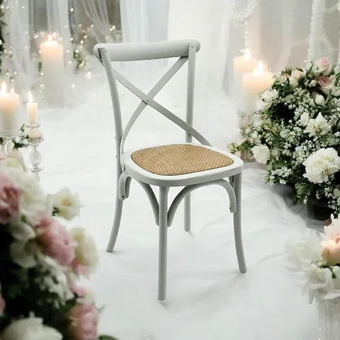 Grey French Cross Back Bistro Chair