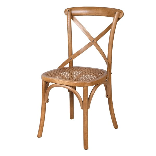 Natural French Cross Back Bistro Chair