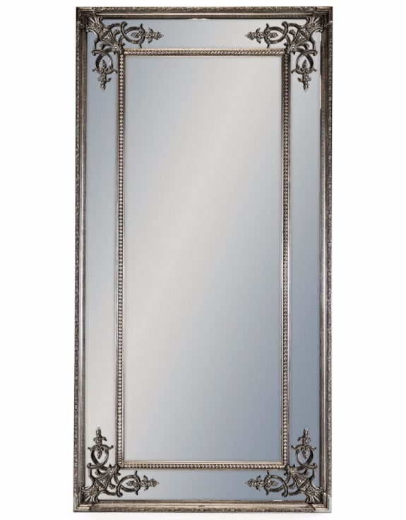 Tall Silver French Mirror Without Crest