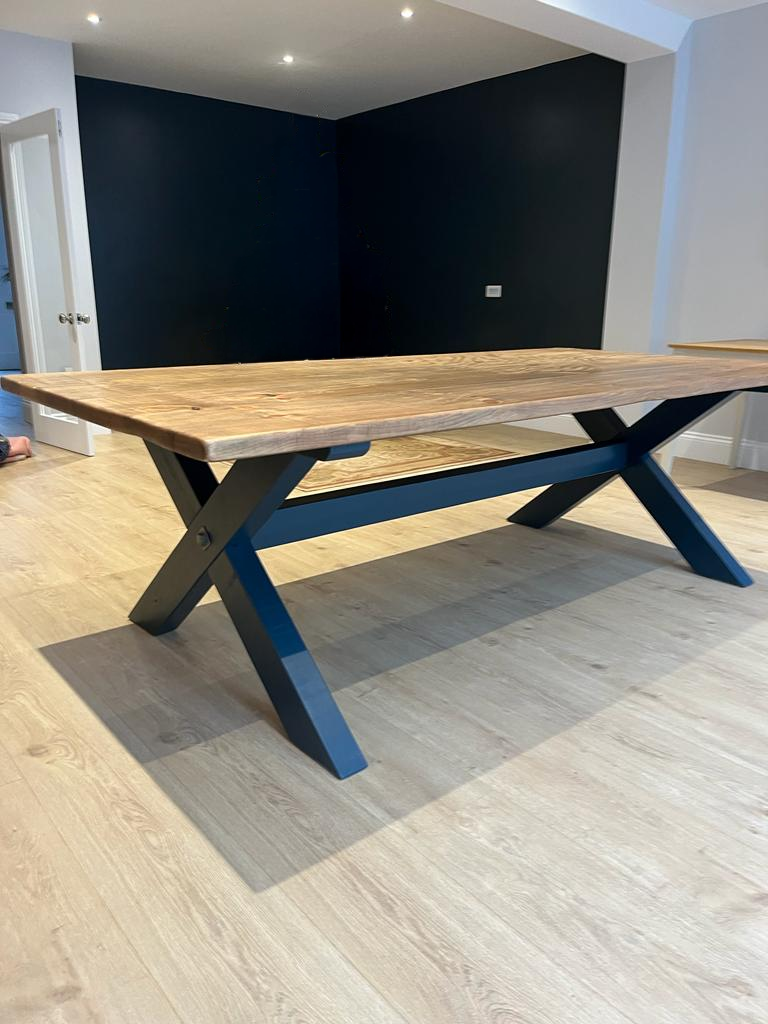 X-frame With Reclaimed Wood Dining Table