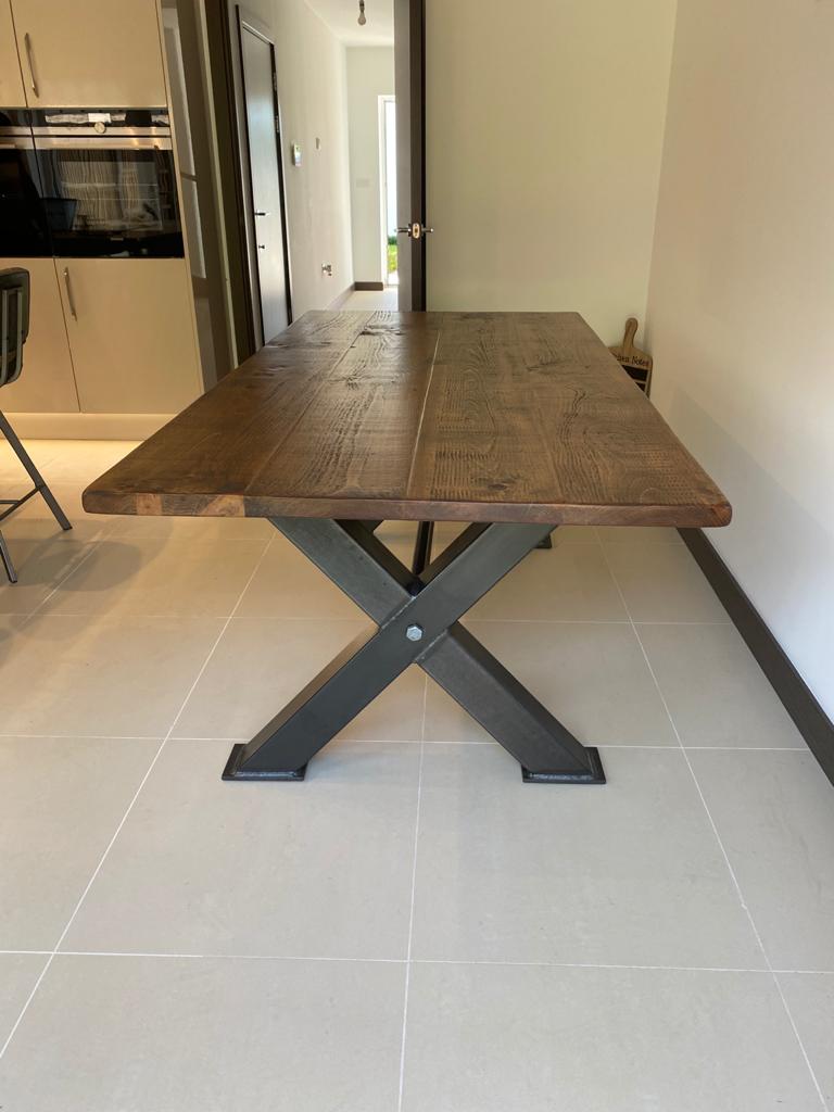 X-frame With Reclaimed Wood Dining Table 2